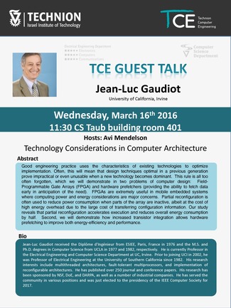 TCE Guest Lecture: Technology Considerations in Computer Architecture