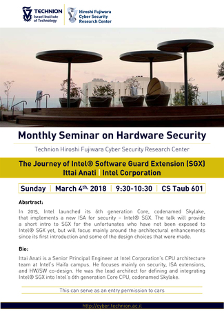 Hardware Security Seminar: The Journey of Intel® Software Guard Extension (SGX)